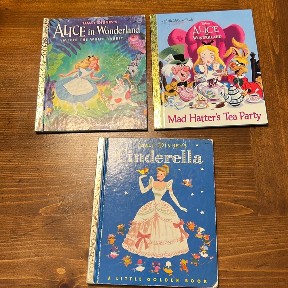 Little Golden Books Cinderella, Alice in Wonderland, Mad Hatter’s Tea Party